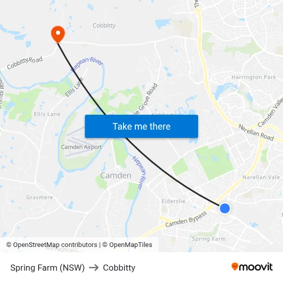 Spring Farm (NSW) to Cobbitty map