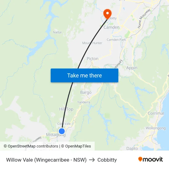 Willow Vale (Wingecarribee - NSW) to Cobbitty map