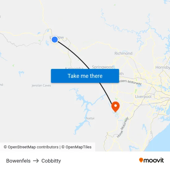 Bowenfels to Cobbitty map