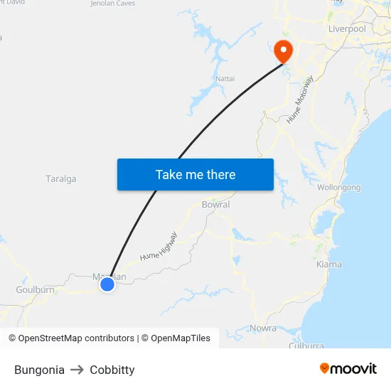 Bungonia to Cobbitty map