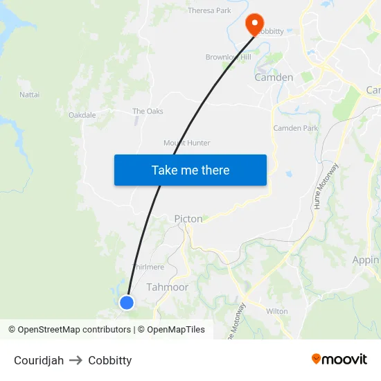 Couridjah to Cobbitty map