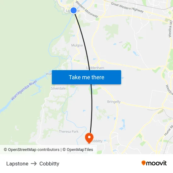 Lapstone to Cobbitty map