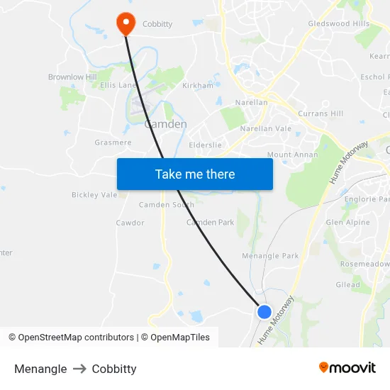 Menangle to Cobbitty map