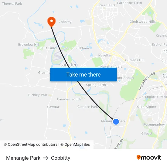 Menangle Park to Cobbitty map