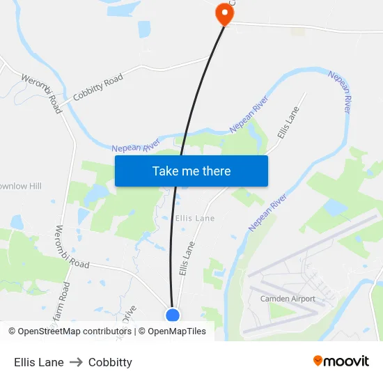 Ellis Lane to Cobbitty map