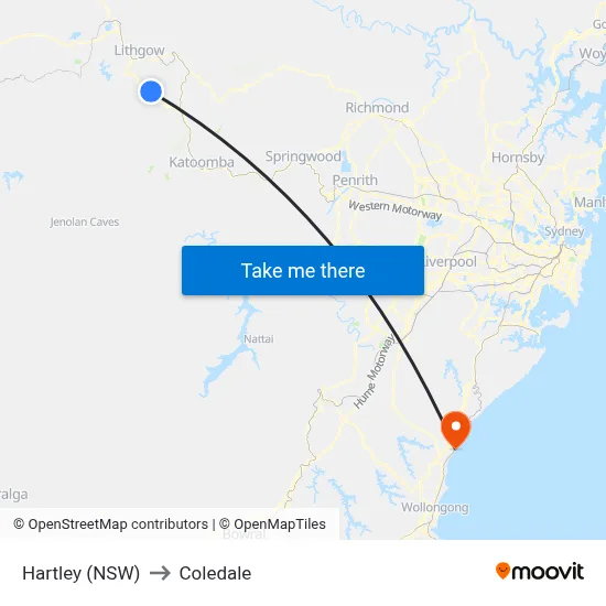Hartley (NSW) to Coledale map