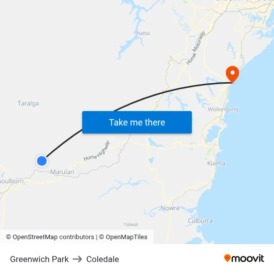 Greenwich Park to Coledale map