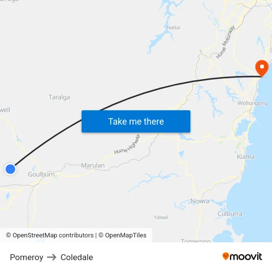Pomeroy to Coledale map