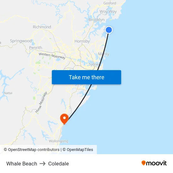 Whale Beach to Coledale map