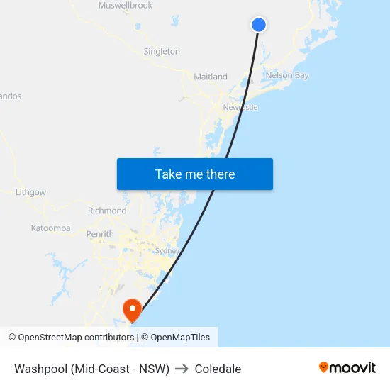 Washpool (Mid-Coast - NSW) to Coledale map