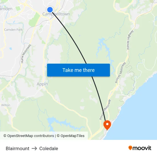 Blairmount to Coledale map