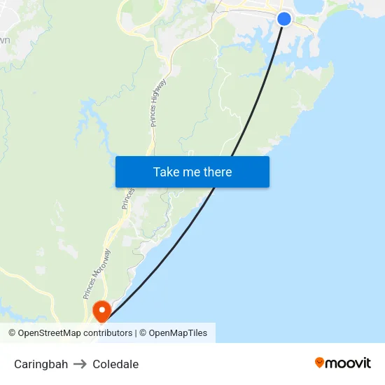 Caringbah to Coledale map