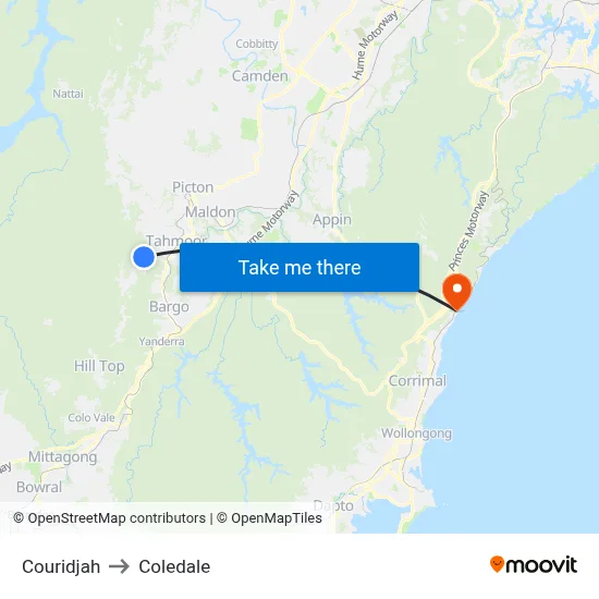 Couridjah to Coledale map