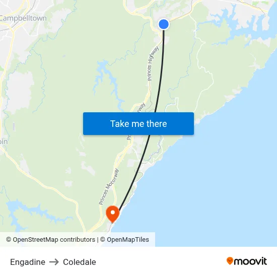 Engadine to Coledale map