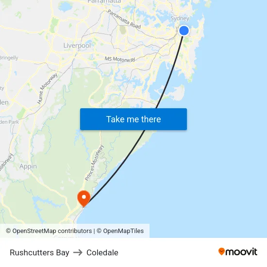 Rushcutters Bay to Coledale map