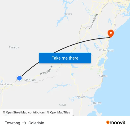 Towrang to Coledale map