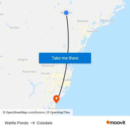 Wattle Ponds to Coledale map