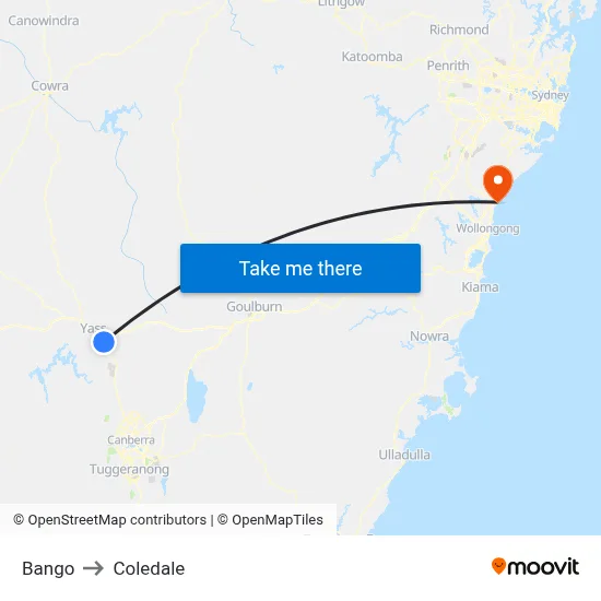 Bango to Coledale map