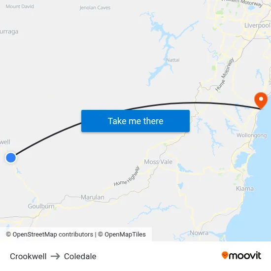 Crookwell to Coledale map