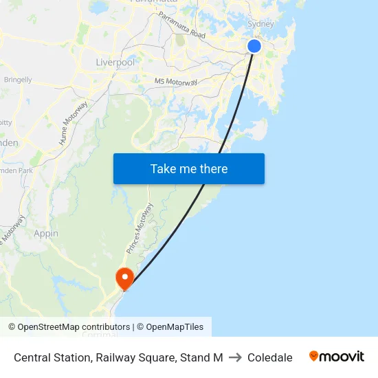 Central Station, Railway Square, Stand M to Coledale map