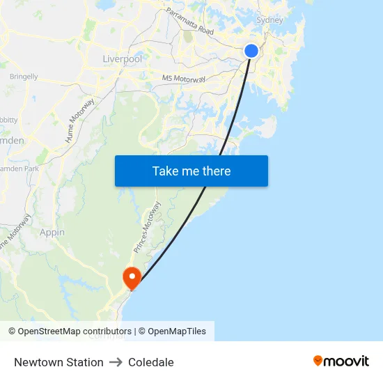 Newtown Station to Coledale map