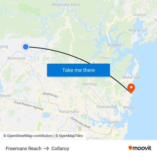 Freemans Reach to Collaroy map