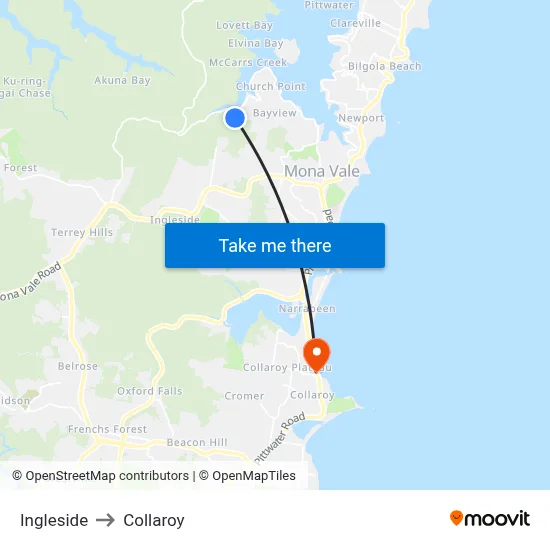 Ingleside to Collaroy map