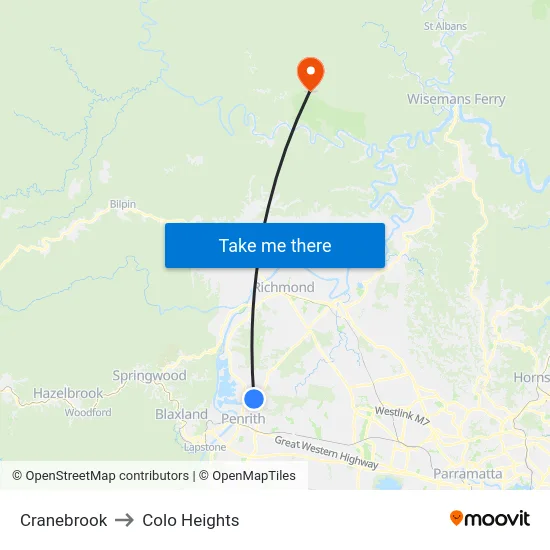 Cranebrook to Colo Heights map