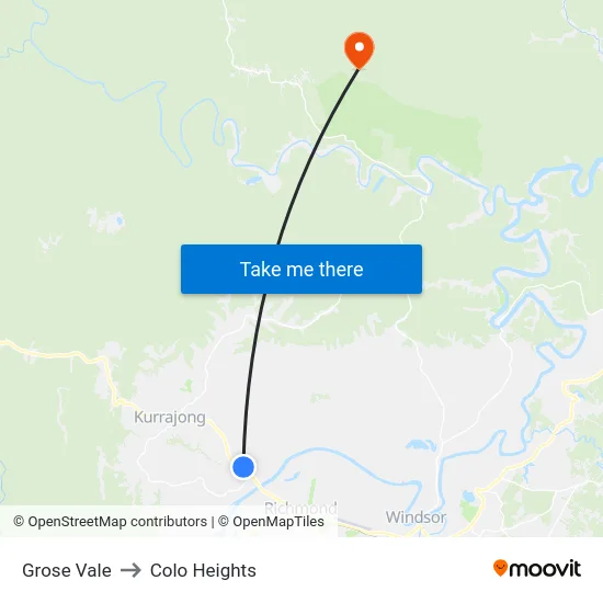 Grose Vale to Colo Heights map