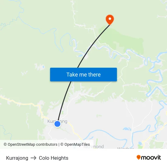 Kurrajong to Colo Heights map