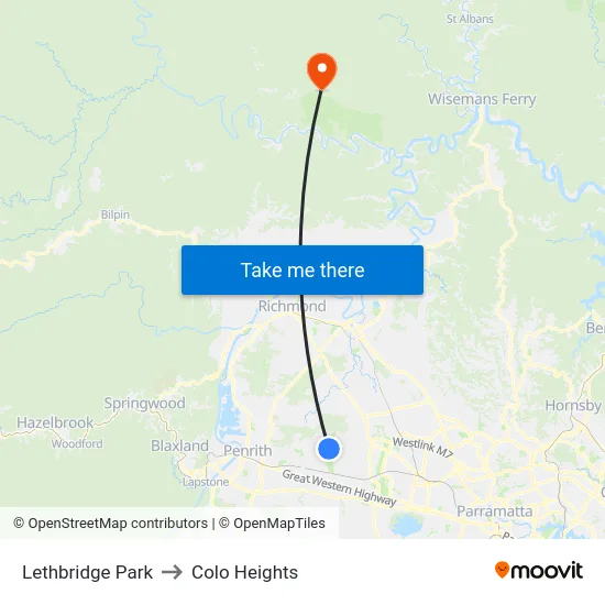 Lethbridge Park to Colo Heights map