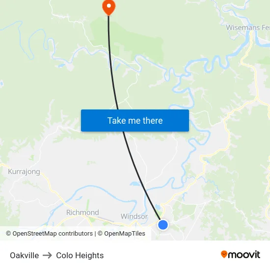 Oakville to Colo Heights map