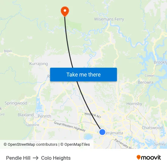 Pendle Hill to Colo Heights map