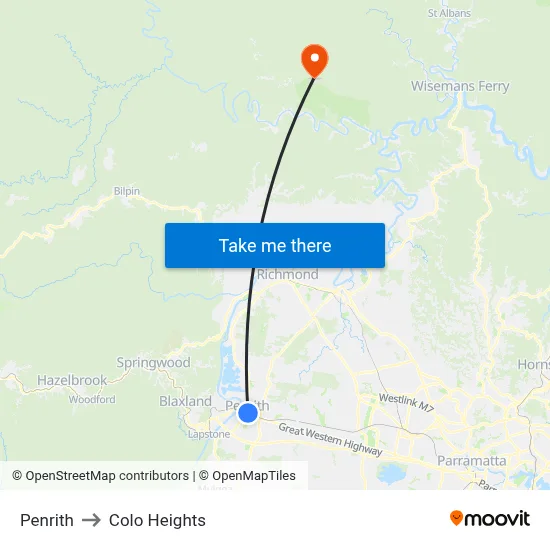 Penrith to Colo Heights map