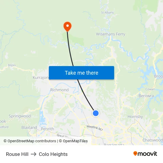 Rouse Hill to Colo Heights map