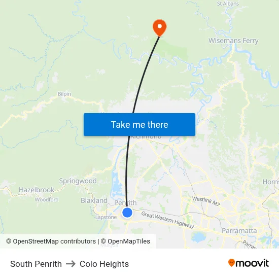 South Penrith to Colo Heights map