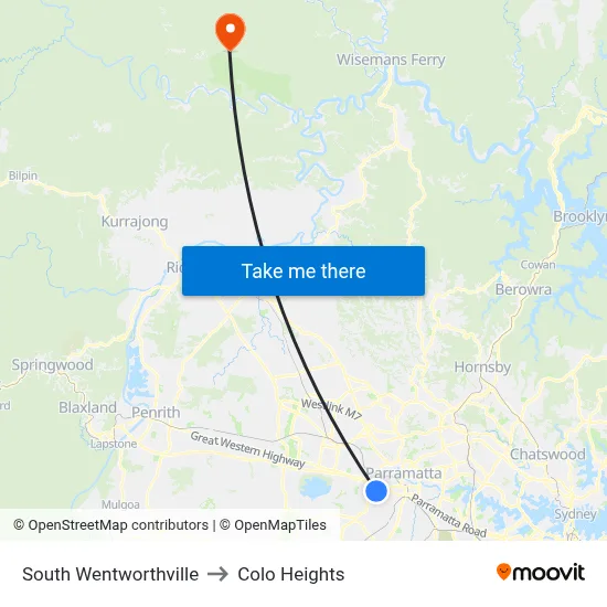 South Wentworthville to Colo Heights map
