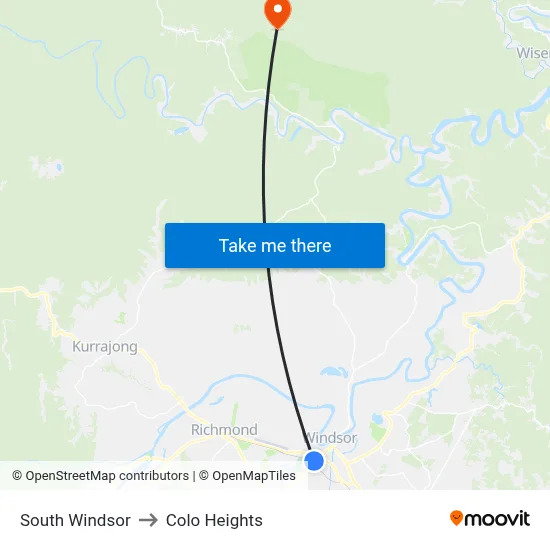 South Windsor to Colo Heights map