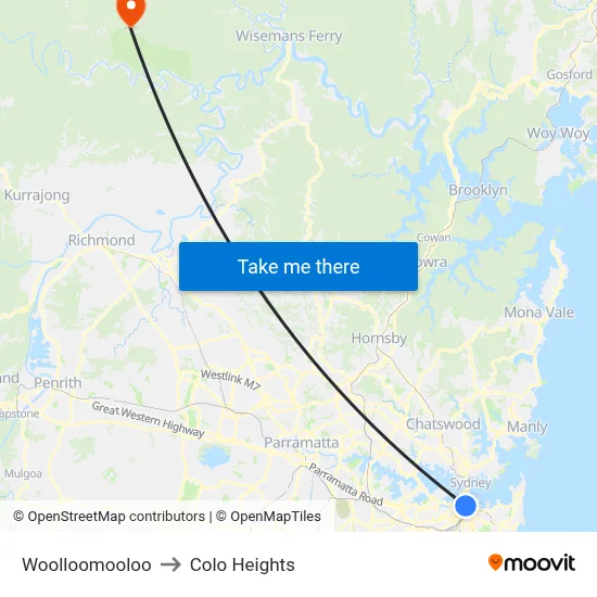 Woolloomooloo to Colo Heights map