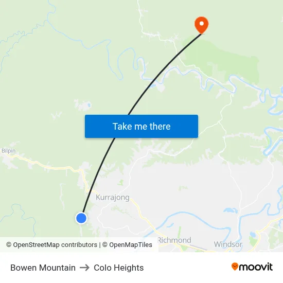 Bowen Mountain to Colo Heights map