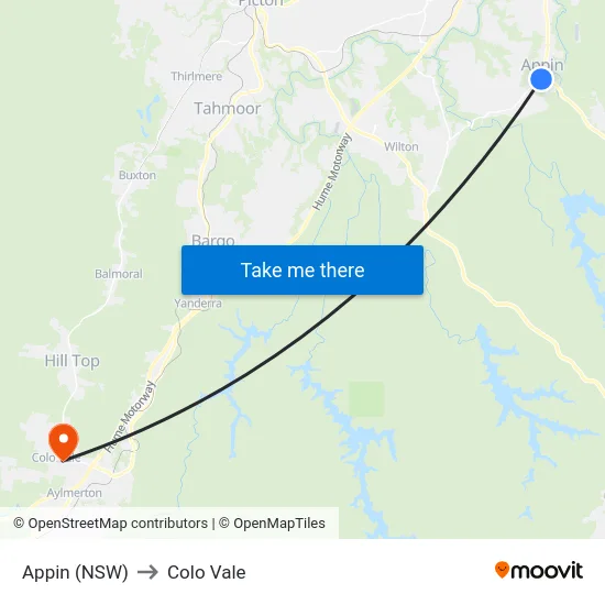 Appin (NSW) to Colo Vale map