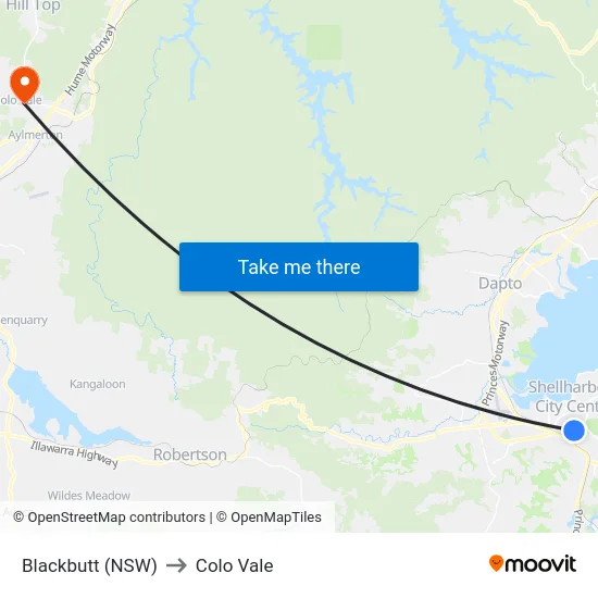Blackbutt (NSW) to Colo Vale map