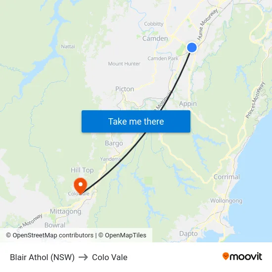 Blair Athol (NSW) to Colo Vale map