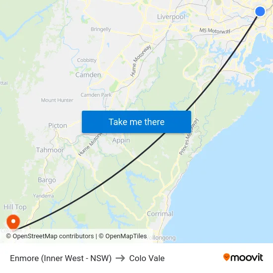 Enmore (Inner West - NSW) to Colo Vale map