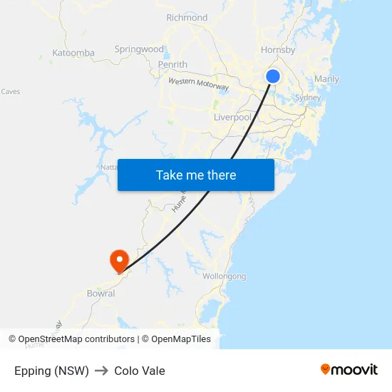 Epping (NSW) to Colo Vale map