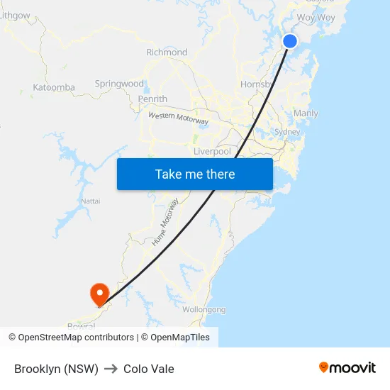 Brooklyn (NSW) to Colo Vale map