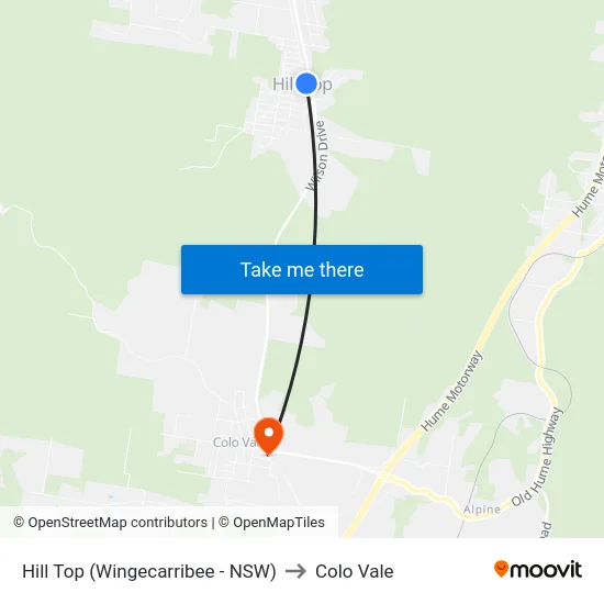 Hill Top (Wingecarribee - NSW) to Colo Vale map