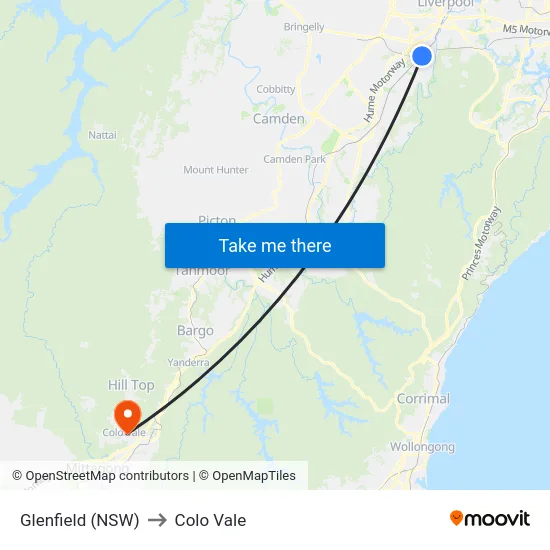 Glenfield (NSW) to Colo Vale map
