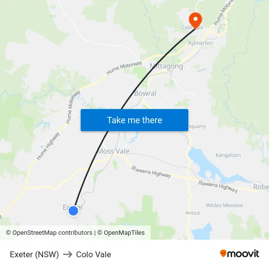Exeter (NSW) to Colo Vale map