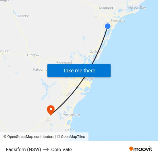 Fassifern (NSW) to Colo Vale map